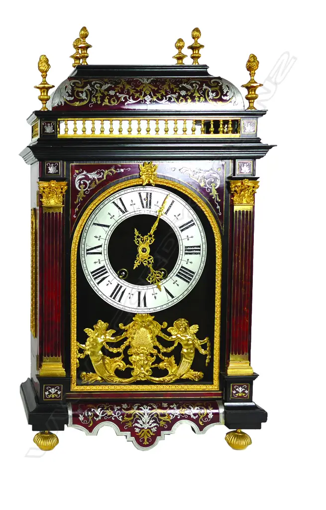 A quality 19thC French boulle and ebonised mantle clock Image 1++