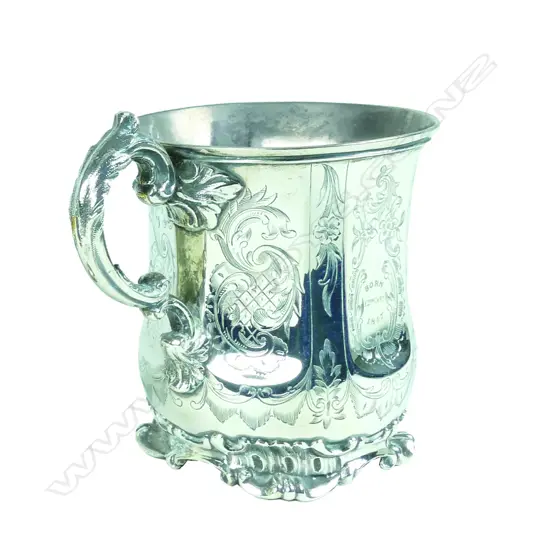 An early Victorian period silver christening mug