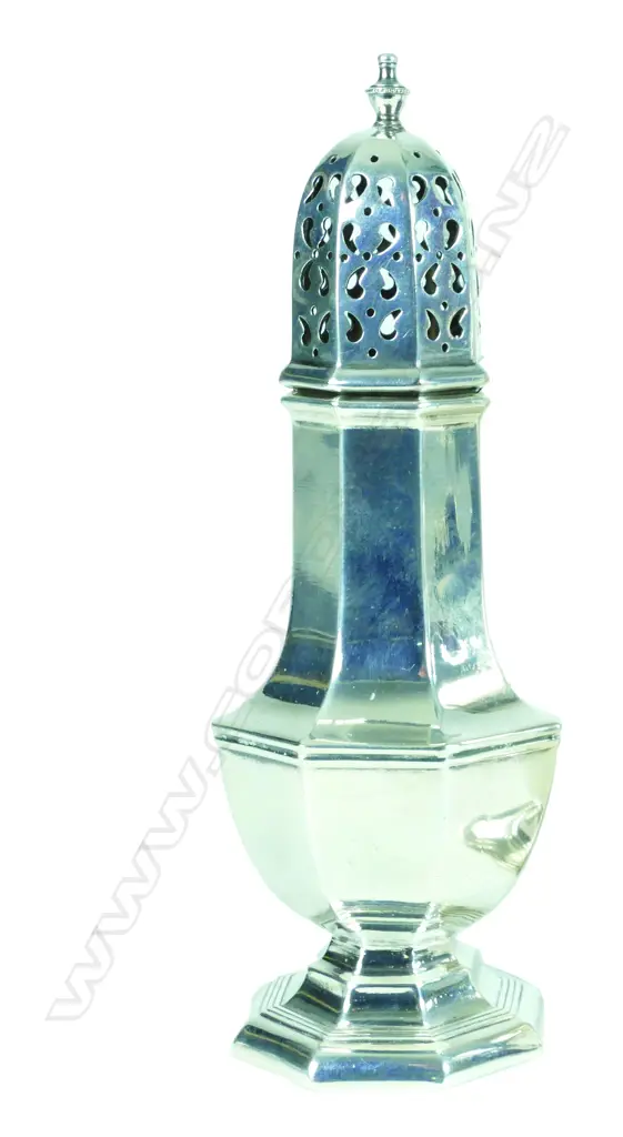 An unmarked silver sugar caster Image 1++