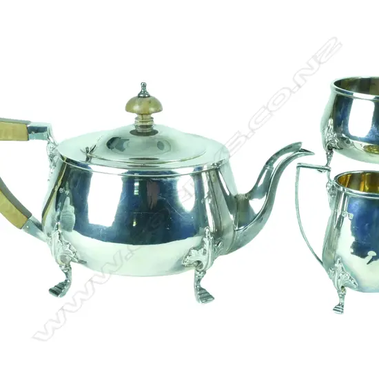 An Art Deco silver three piece tea service