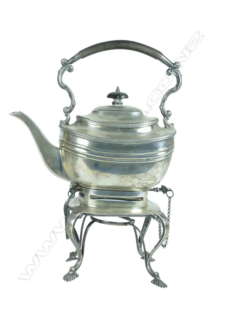 An Edwardian Georgian Revival spirit kettle on stand Image 1++