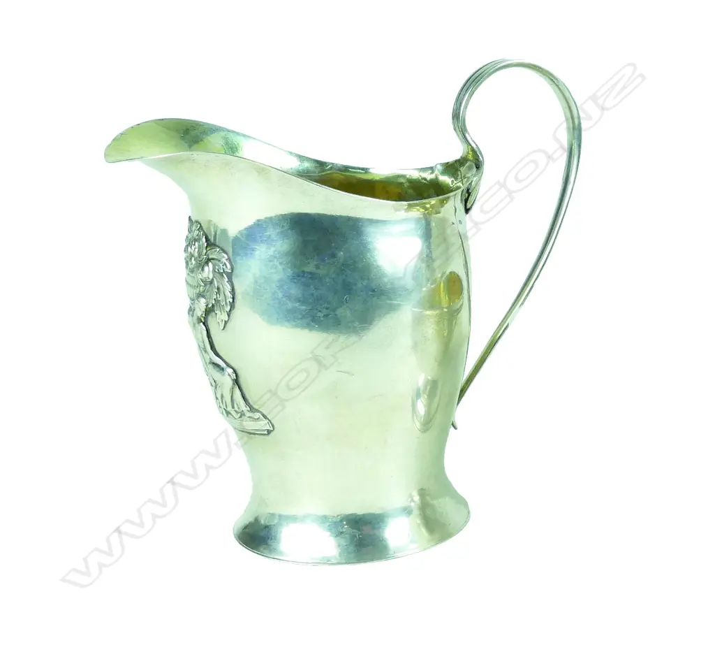 A 19thC Continental silver flat bottom milk jug Image 1++