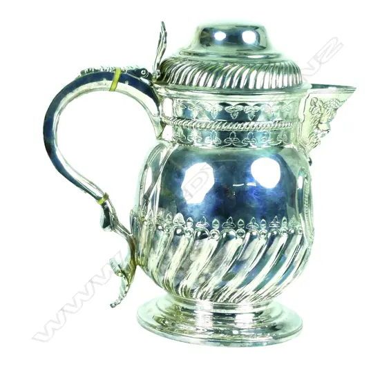 A Victorian silver plated dome top baluster tankard