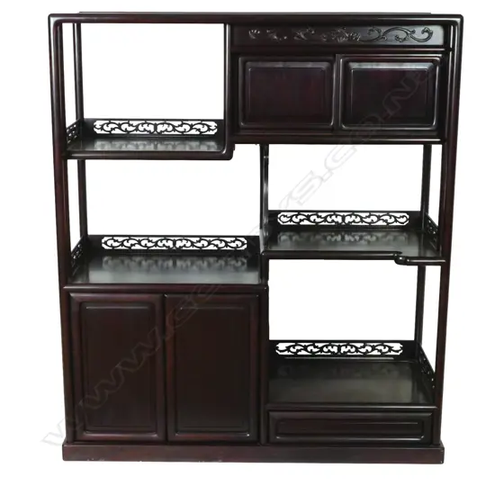 A vintage Japanese hongmu small proportion display cabinet