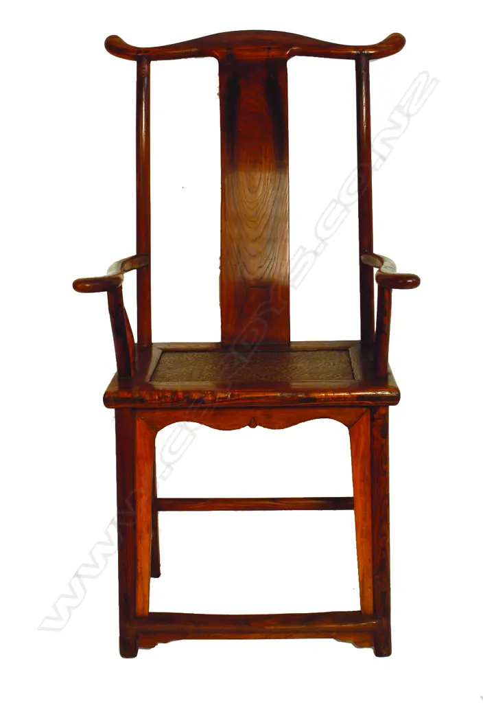 A pair of old Chinese Mandarin hat elm chairs Image 1++