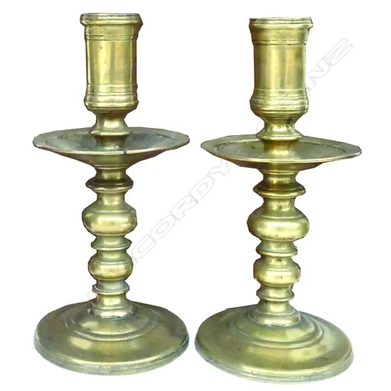 A pair of 18th/19thC Dutch brass candlesticks