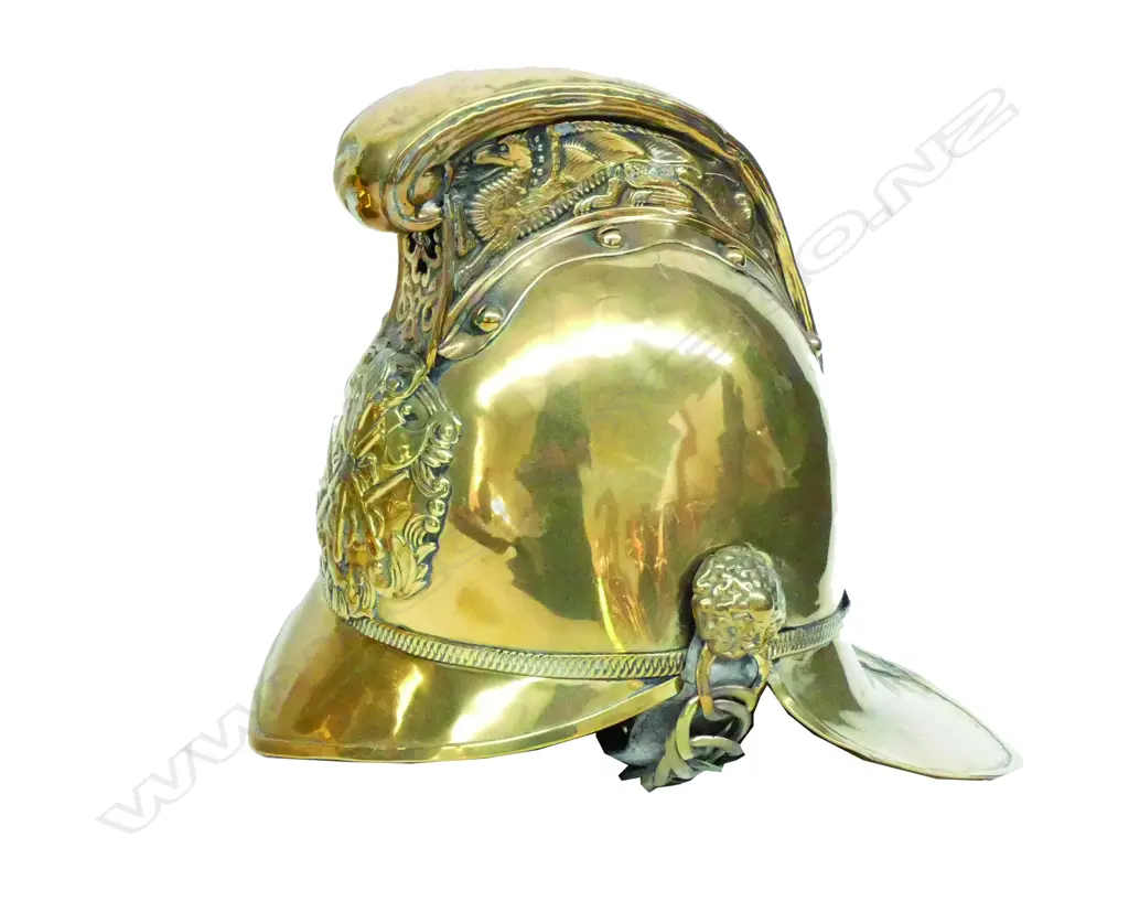 A 19thC brass New Zealand Fire Brigade helmet Image 1++