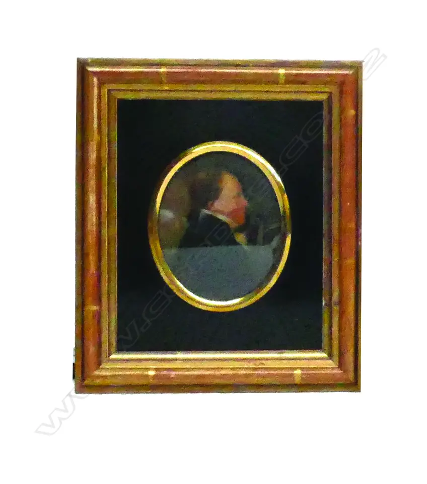 A 19thC portrait miniature of a gent in profile Image 1++