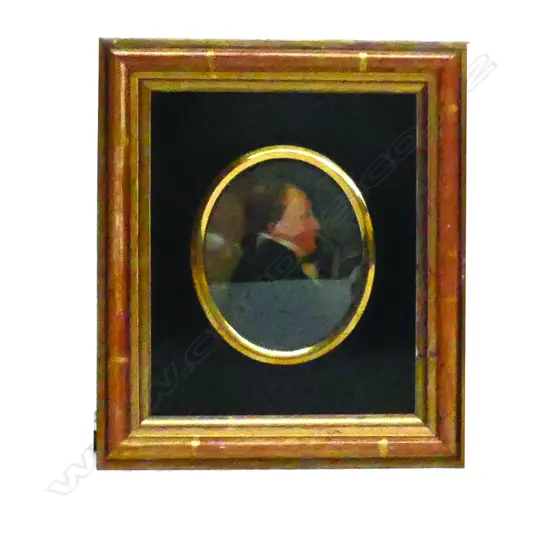 A 19thC portrait miniature of a gent in profile