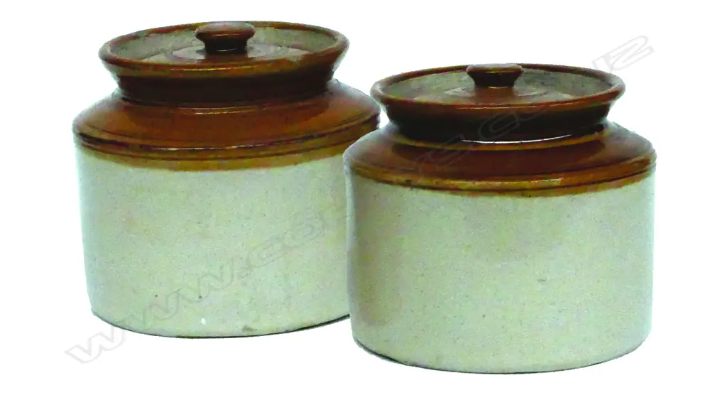 A pair of Victorian Stoneware lidded storage jars Image 1++