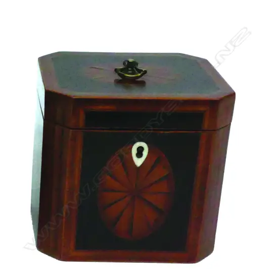 A Sheraton cube-form tea caddy