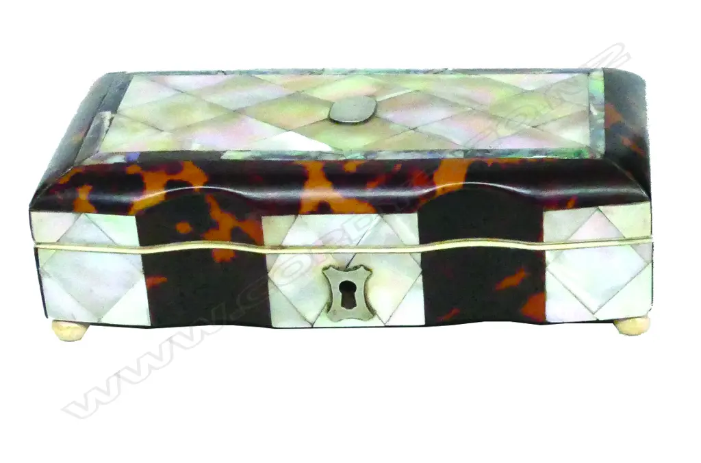 A good 19thC tortoiseshell and mother of pearl  vanity box Image 1++