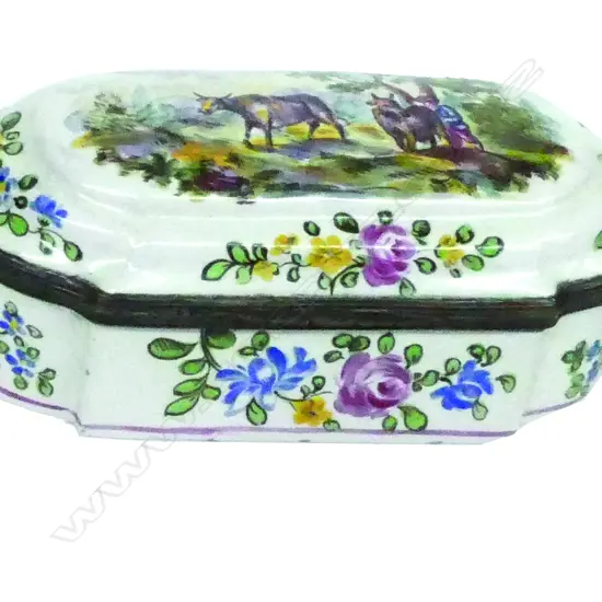 A 19thC enameled table snuff box