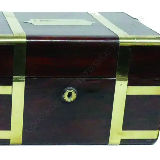 A quality Victorian rosewood and brass inlaid fitted jewel box