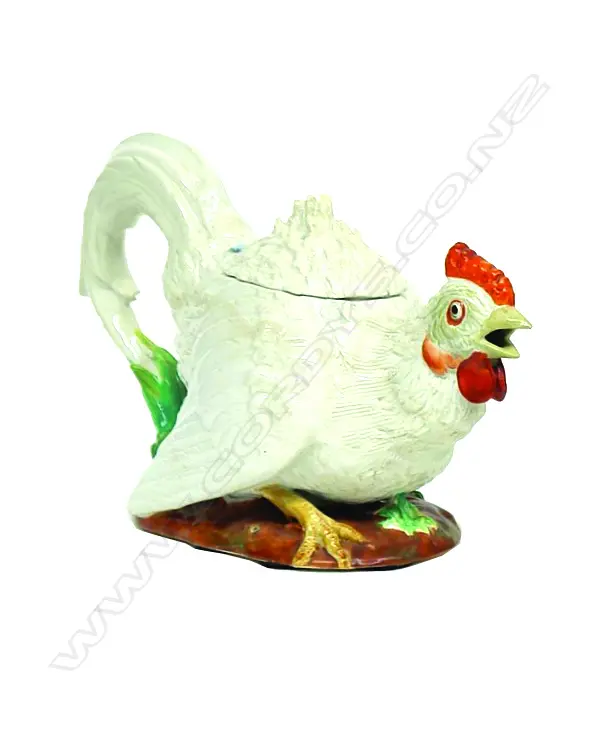 A rare 19thC unusual figural moulded teapot of a rooster Image 1++