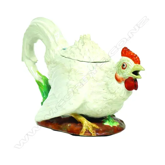 A rare 19thC unusual figural moulded teapot of a rooster