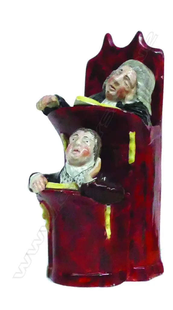 An early 19thC Sir Izaac Walton Staffordshire pulpit figure group 'Vicar and Moses' Image 1++
