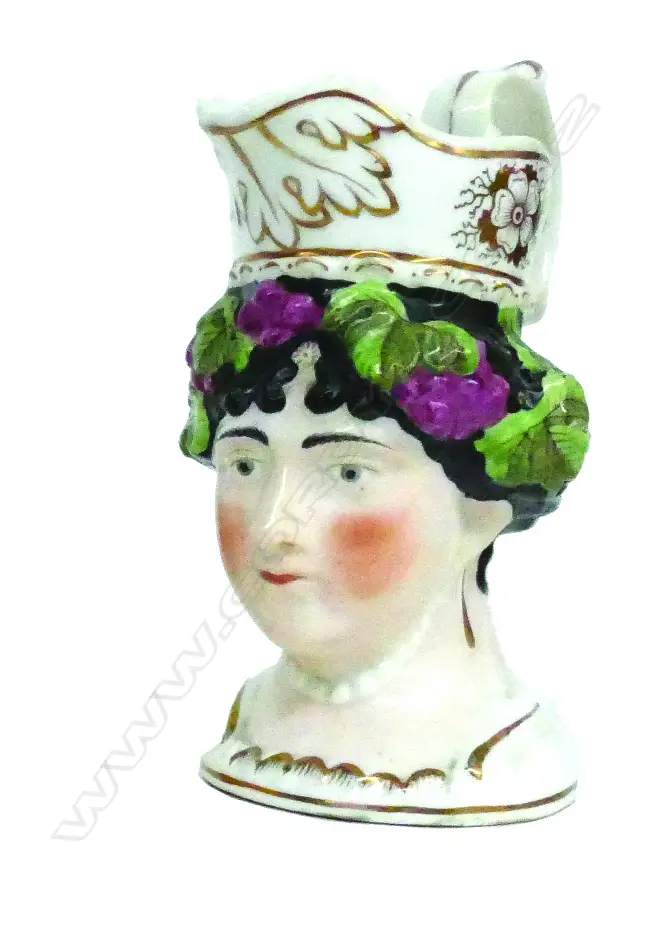 A rare 19thC Staffordshire character jug of Queen Charlotte Image 1++