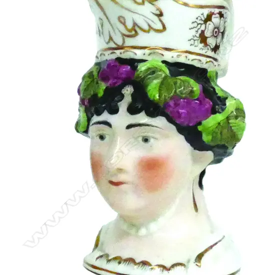 A rare 19thC Staffordshire character jug of Queen Charlotte