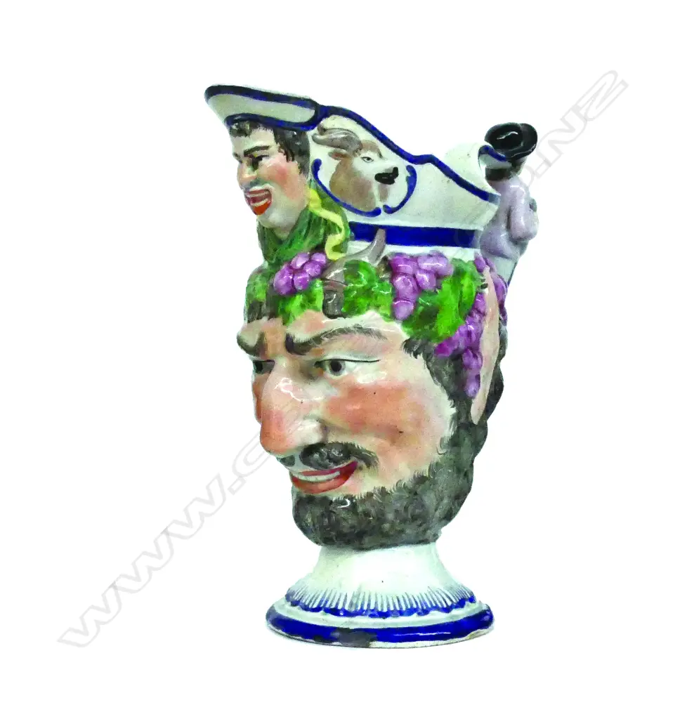 A  rare early 19thC Staffordshire Bacchus large portrait jug Image 1++