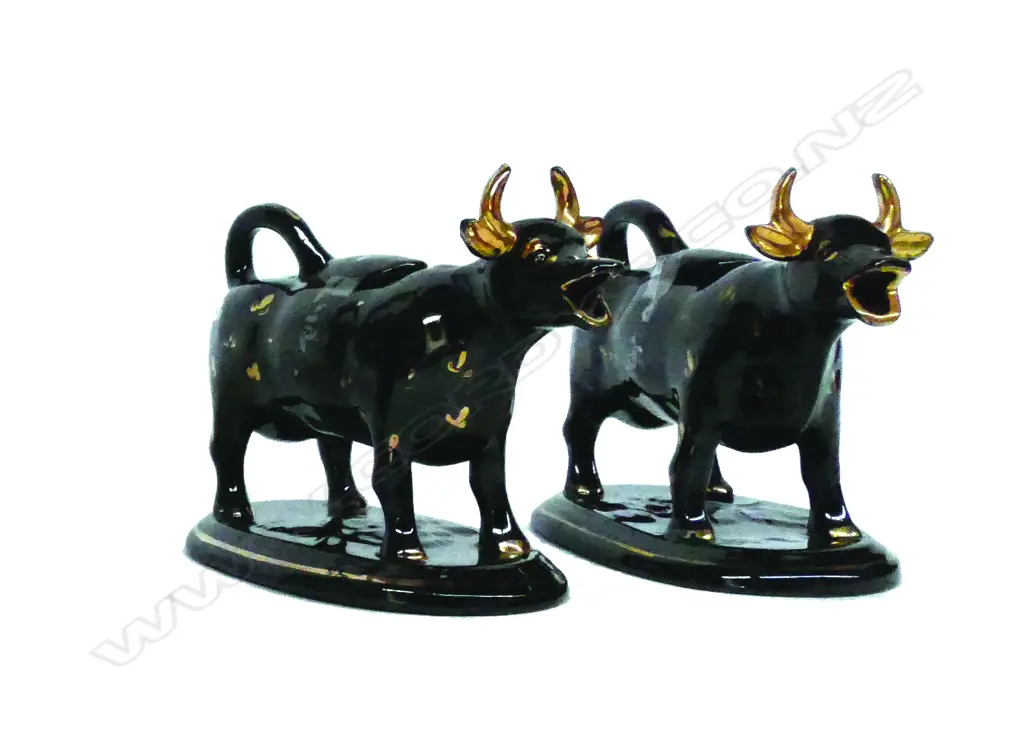 A pair of 19thC Jackfield cow creamers Image 1++