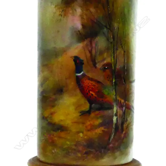An early 20thC Royal Worcester James Stinton Pheasant painted vase
