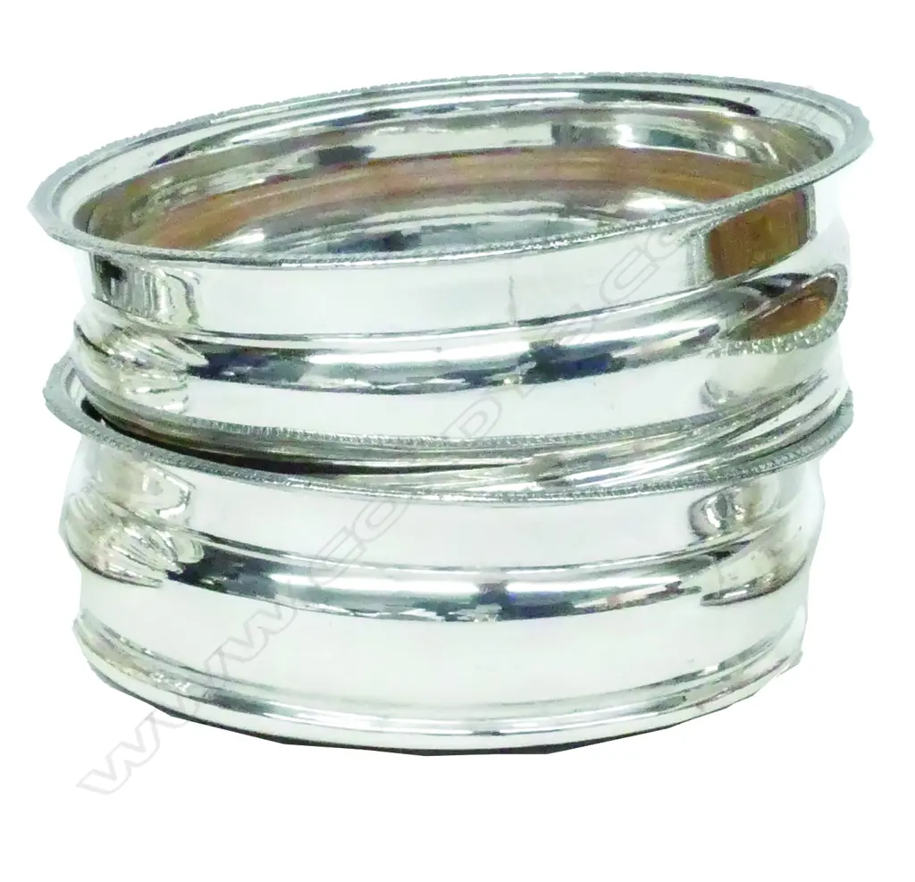 A pair of fine plain silver plated wine coasters Image 1++