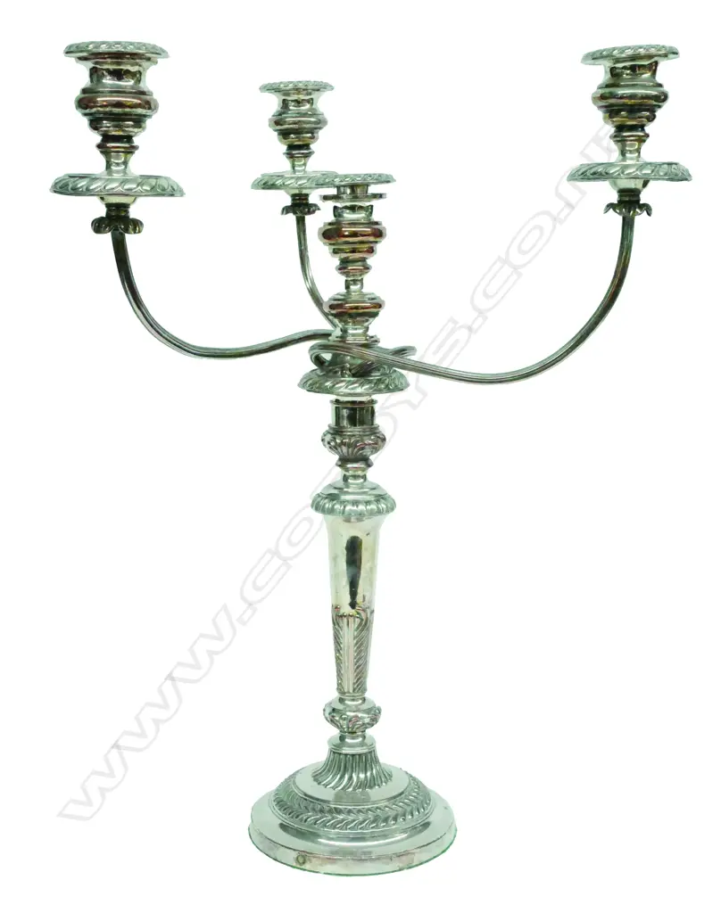 A late 18thC Sheffield Plate candelabra Image 1++