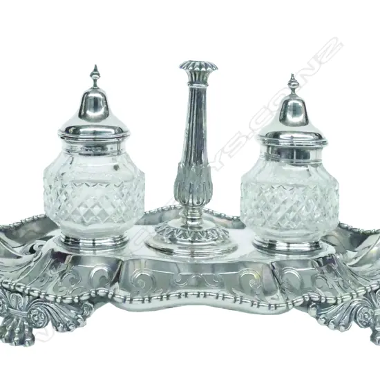 A Victorian silver ink stand dish