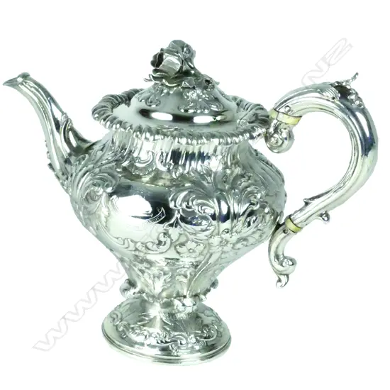 A quality William IV silver spinster's tea pot