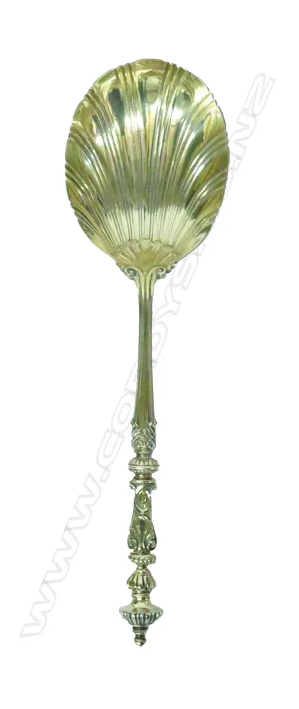 An Edwardian silver gilt serving spoon in the neoclassical manner Image 1++