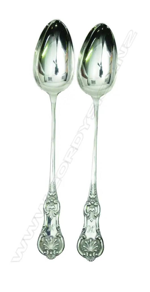 A pair of Victorian Scottish silver Kings patter single struck serving spoons Image 1++