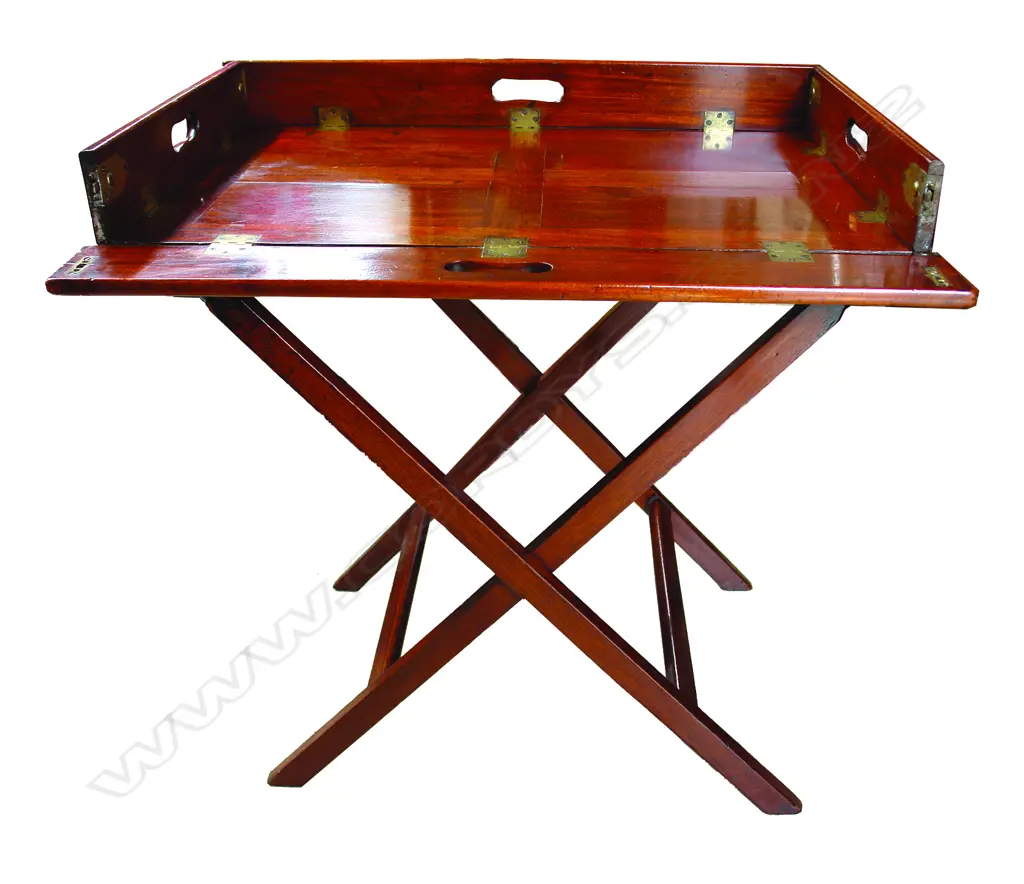 A good Geo.III mahogany butler's tray on stand Image 1++