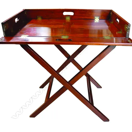 A good Geo.III mahogany butler's tray on stand