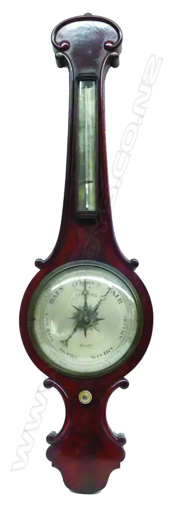 A mid-19thC English mahogany banjo barometer Image 1++