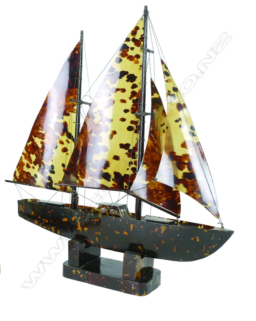 A vintage tortoiseshell constructed model yacht Image 1++