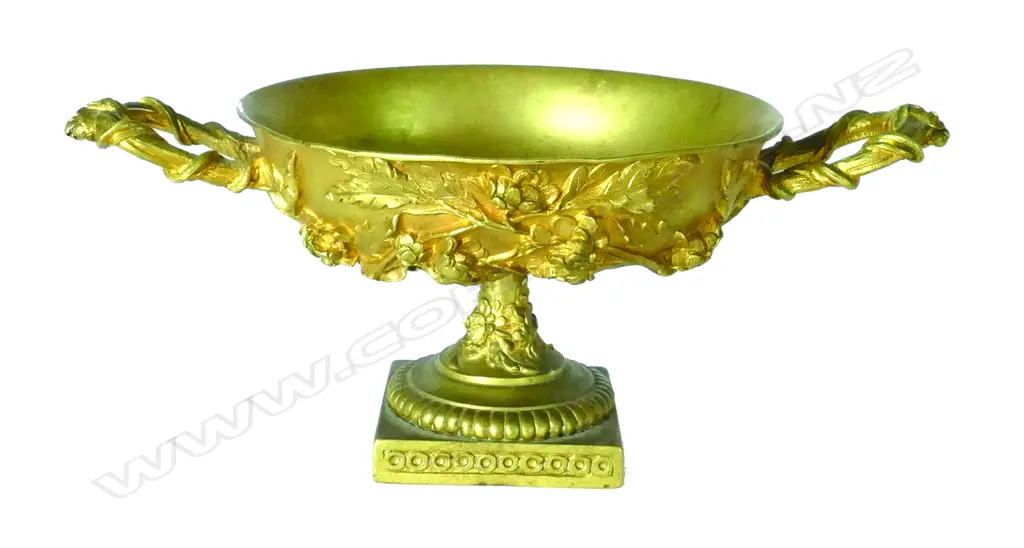 A fine quality Henri Picard 19thC French gilt bronze two-handled taza Image 1++