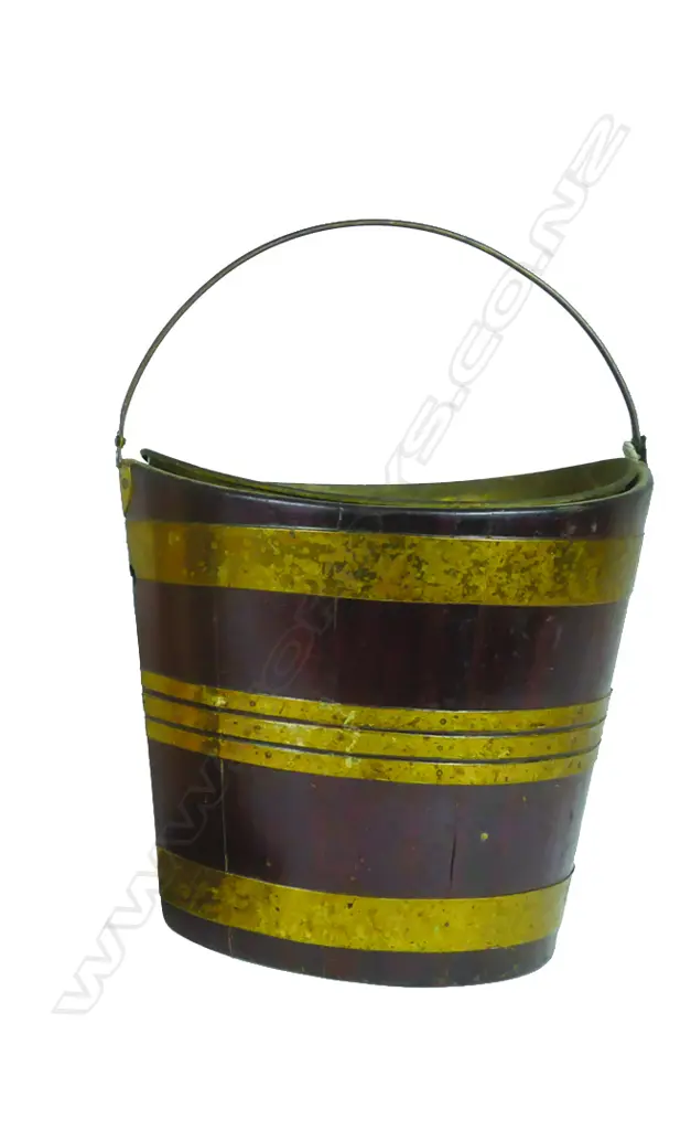 A brass bound coopered mahogany pail Image 1++