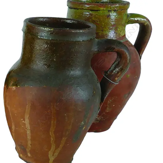 Two Spanish terracotta jugs