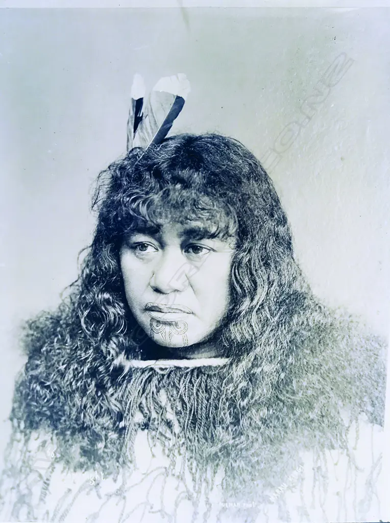 A full size glass plate negative portrait of a young Maori woman Image 1++