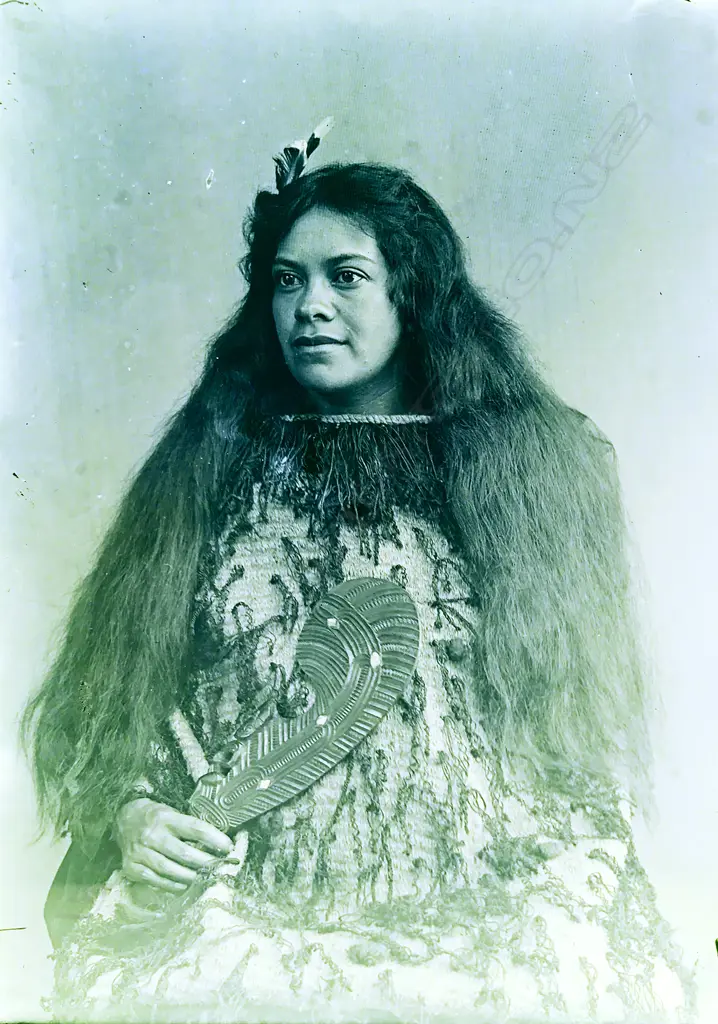 A full size glass plate negative portrait of a Maori woman Image 1++