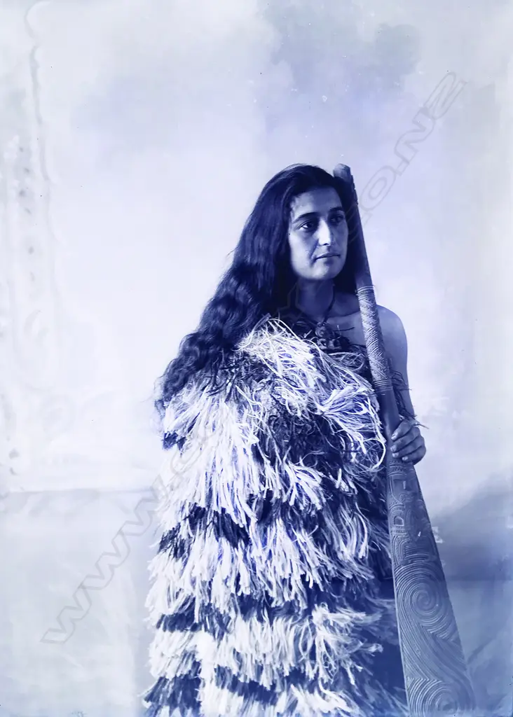 A full size glass plate negative portrait of a Maori woman Image 1++