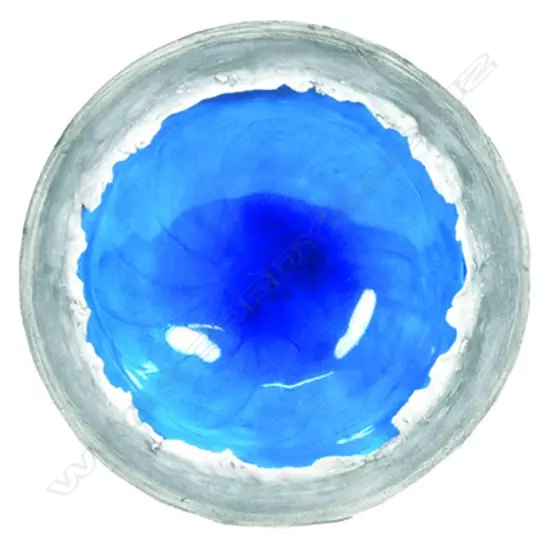 Len Castle blue alkaline Pool crater bowl