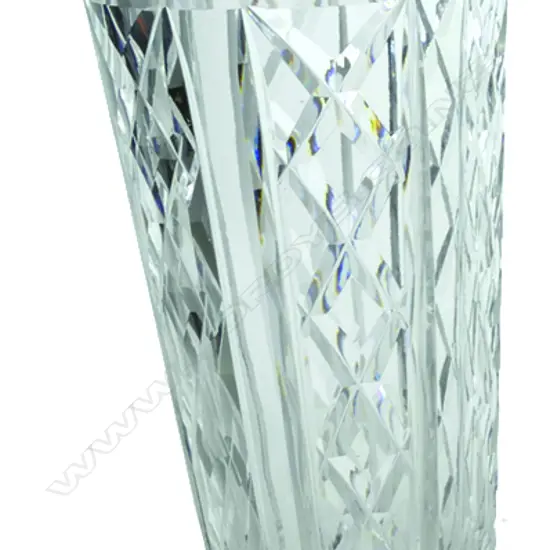 A Waterford crystal tall beaker form vase