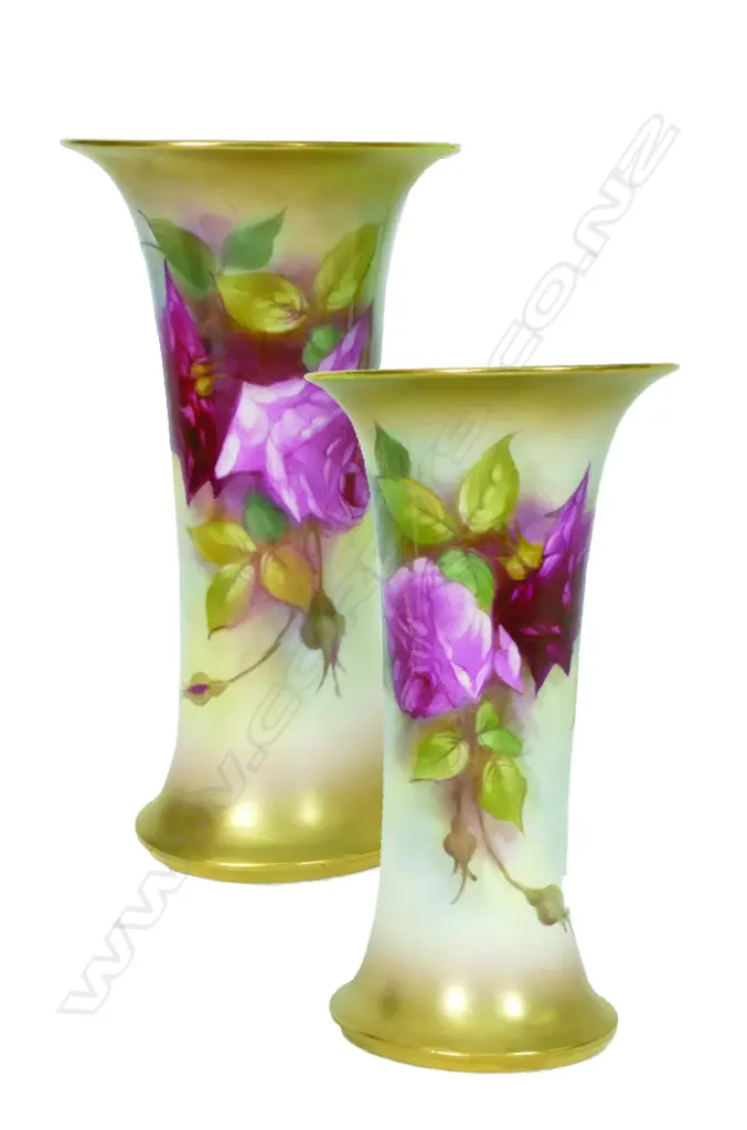 A pair of Royal Worcester trumpet vases Image 1++