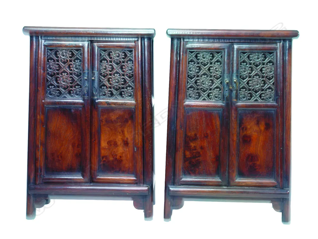 A pair of Chinese elm small cabinets Image 1++