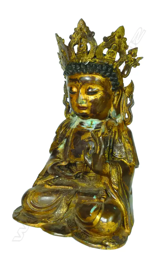 A gilded metal Buddha statuette Image 1++