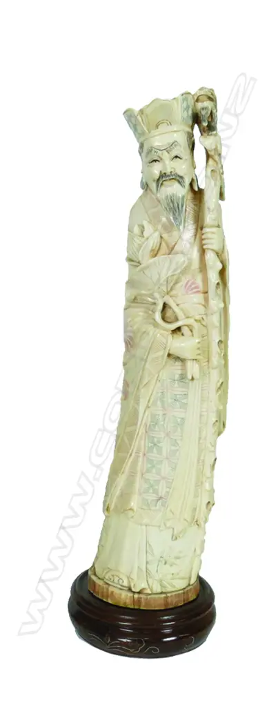An old Chinese carved ivory figure of a sage Image 1++