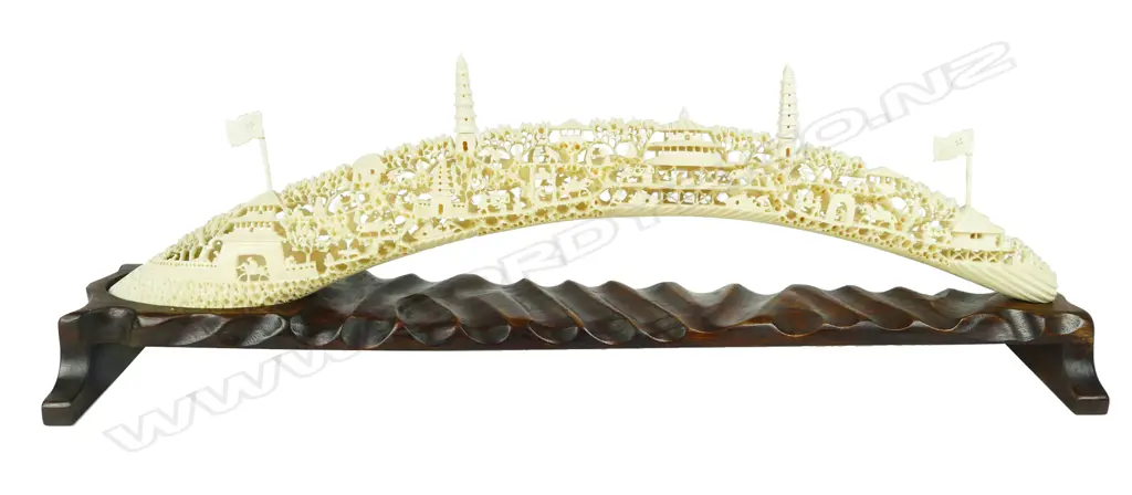 An old and elaborately carved Chinese ivory tusk Image 1++