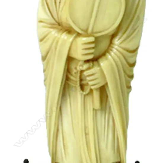 A 19thC Chinese finely carved ivory figure of a sage